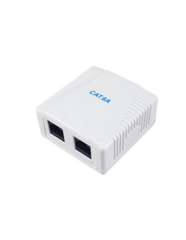 Roseta de superficie equip cat 6a 2 puertos hembras rj45