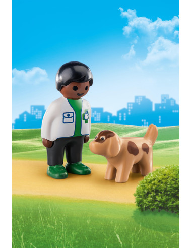 Playmobil 1.2.3 veterinario con perro