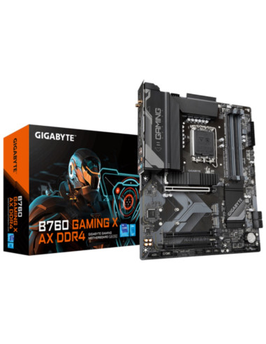 Placa base gigabyte b760 gaming x ax 1700 matx -  4 x ddr4 -  4 x sata -  3 x usb 3.2 -  5 x usb 2.0 -  1 x usb tipo c