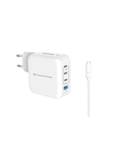 Cargador de pared conceptronic althea18w 100w + cable usb tipo c blanco