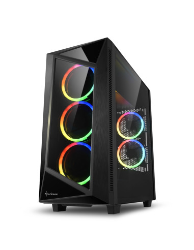 Caja atx sharkoon rev200 2 x usb 3.0 2 x usb 2.0 rgb sin fuente negro