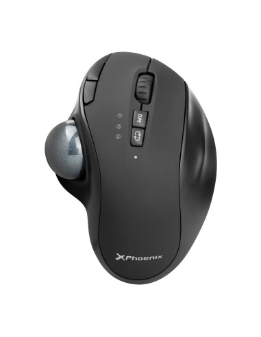 Ratón inalambrico phoenix ergo t1 ergonomico trackball batería recargable multidispositivo