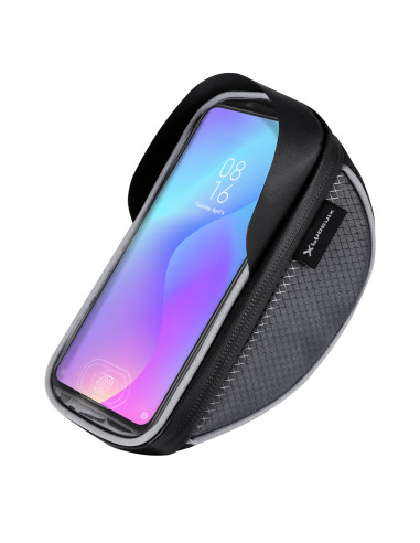 Soporte funda de movil para bicicleta phoenix hasta 6pulgadas resistente al agua compartimento para guardar cosas triple velcro