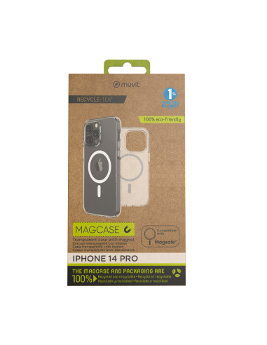 Funda muvit recycletek magsafe para apple iphone 14 pro transparente